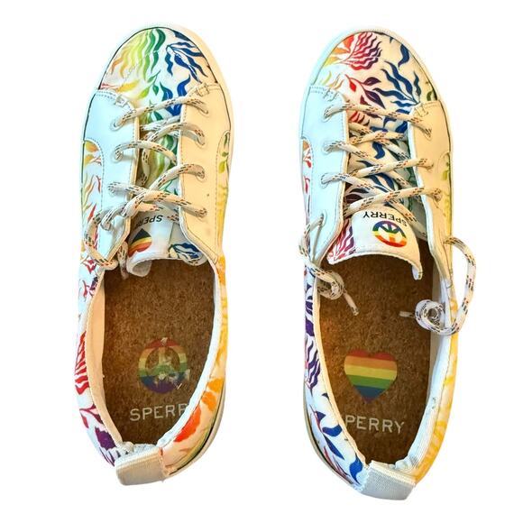 Sperry Crest Vibe White Rainbow Pride Sneakers Size 9 - Picture 4 of 8